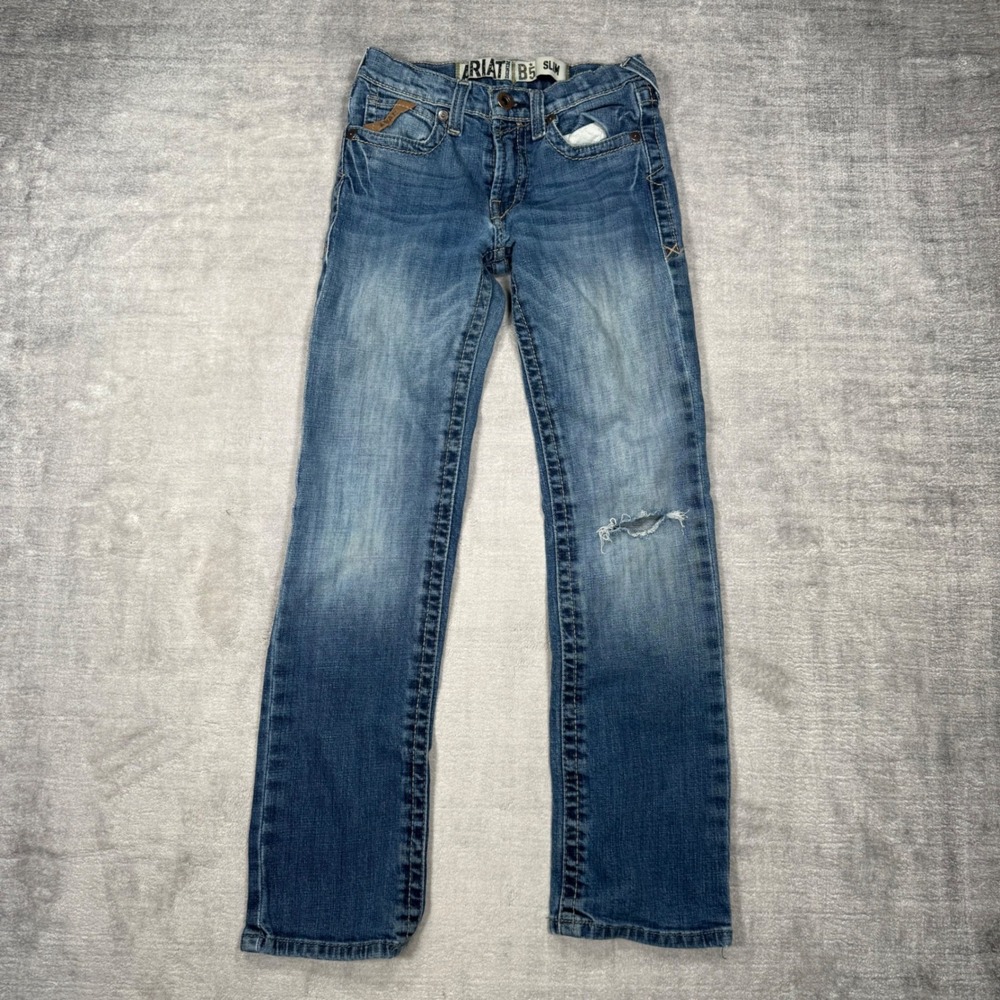Ariat B5 Slim Jeans Youth 12 Blue Straight Leg Stretch Western Cowboy Denim